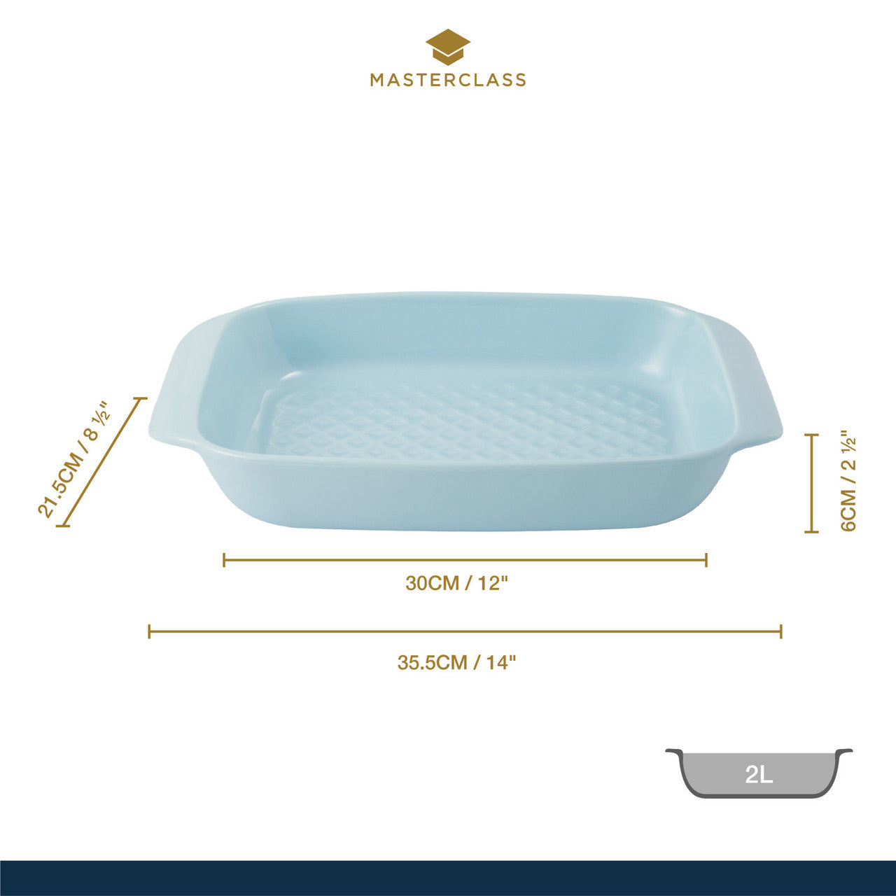 Tavă din ceramică pentru copt MasterClass, albastru, 30 cm (2 L)