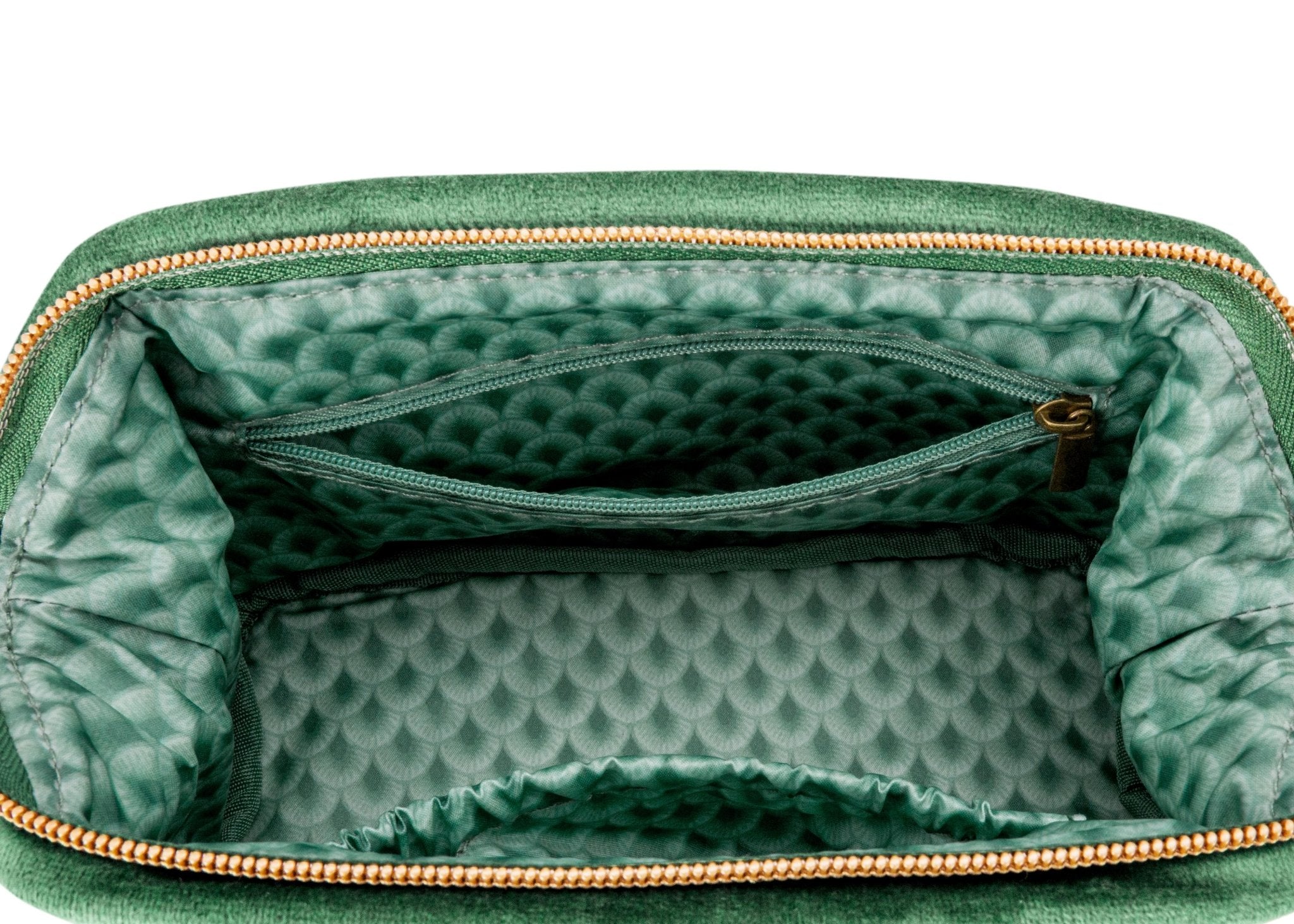 Geanta cosmetica 19x12cm Velvet Quilted verde - Eclair.md