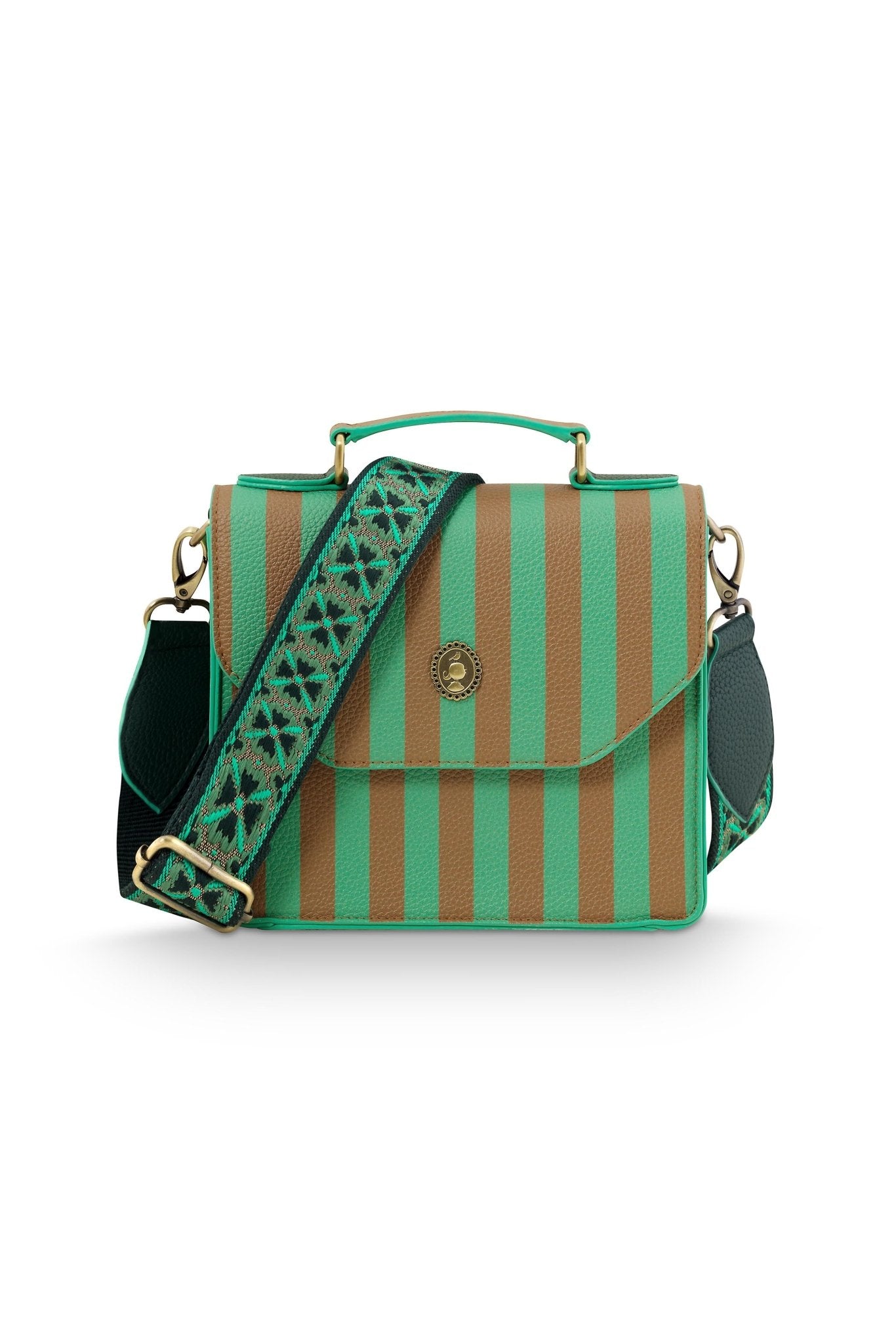Geanta Frances Cross Body Stripe verde - Eclair.md
