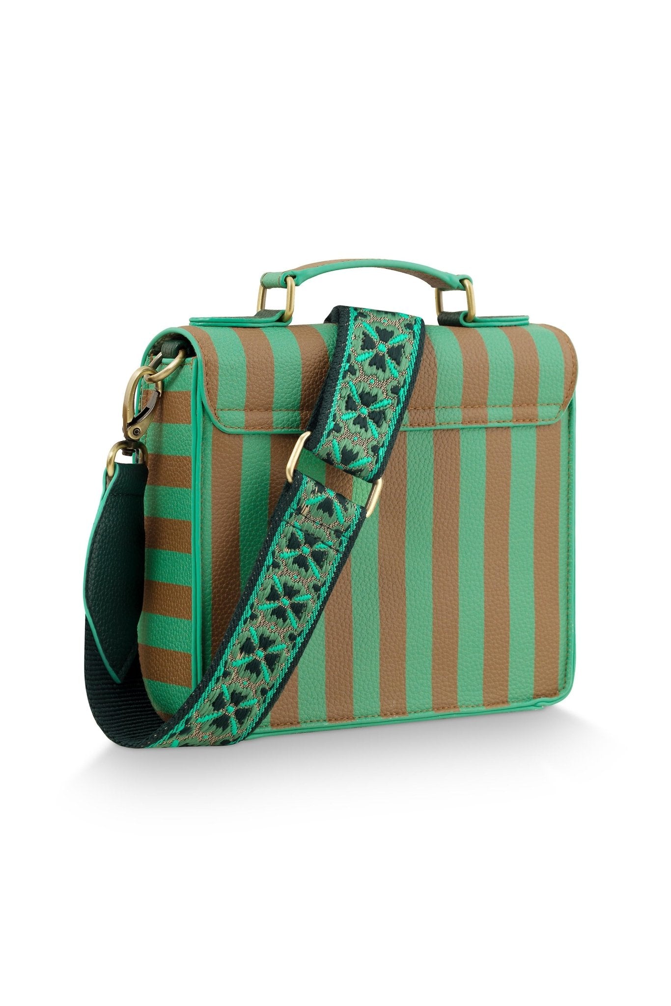 Geanta Frances Cross Body Stripe verde - Eclair.md