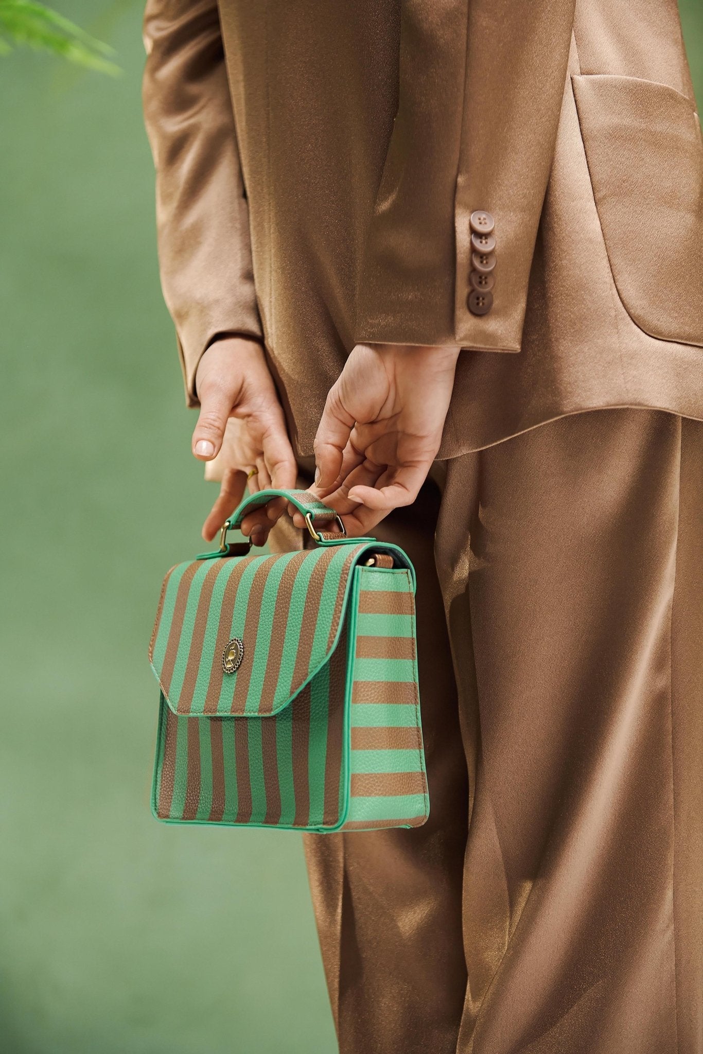 Geanta Frances Cross Body Stripe verde - Eclair.md