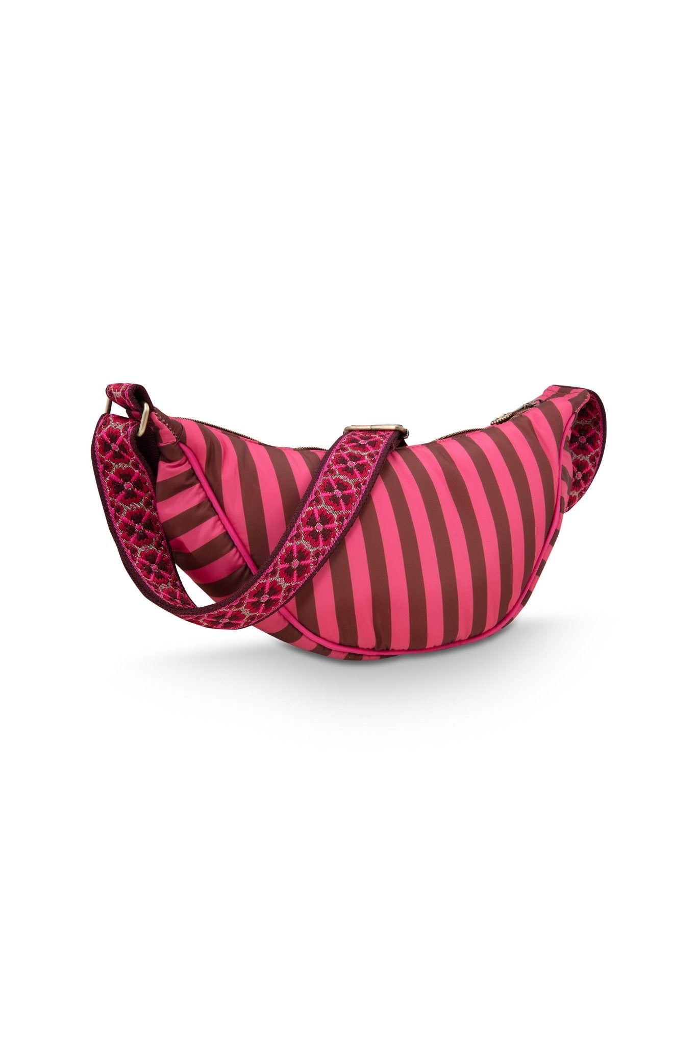 Geanta Freya Half Moon Cross Body Stripe roz - Eclair.md