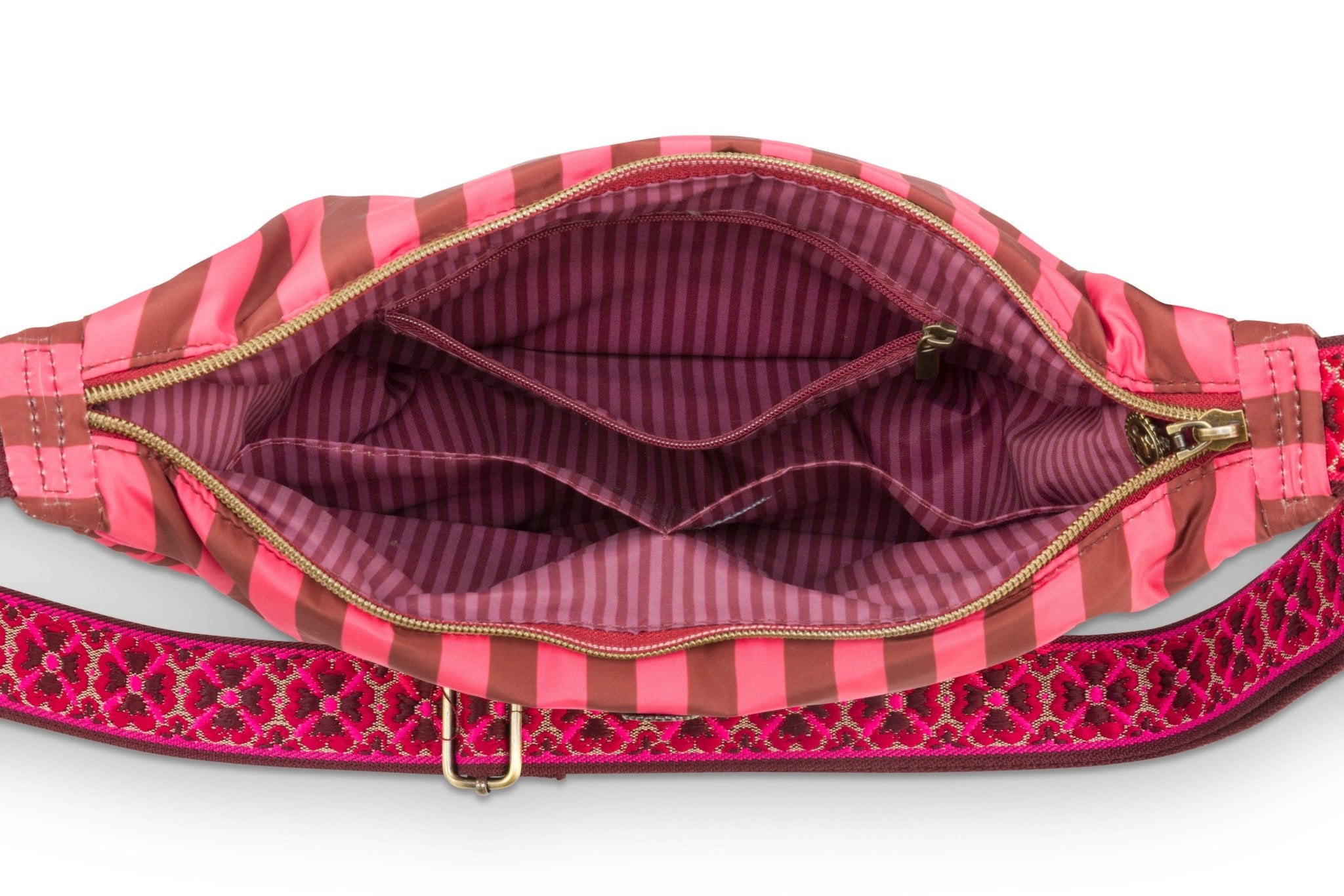 Geanta Freya Half Moon Cross Body Stripe roz - Eclair.md