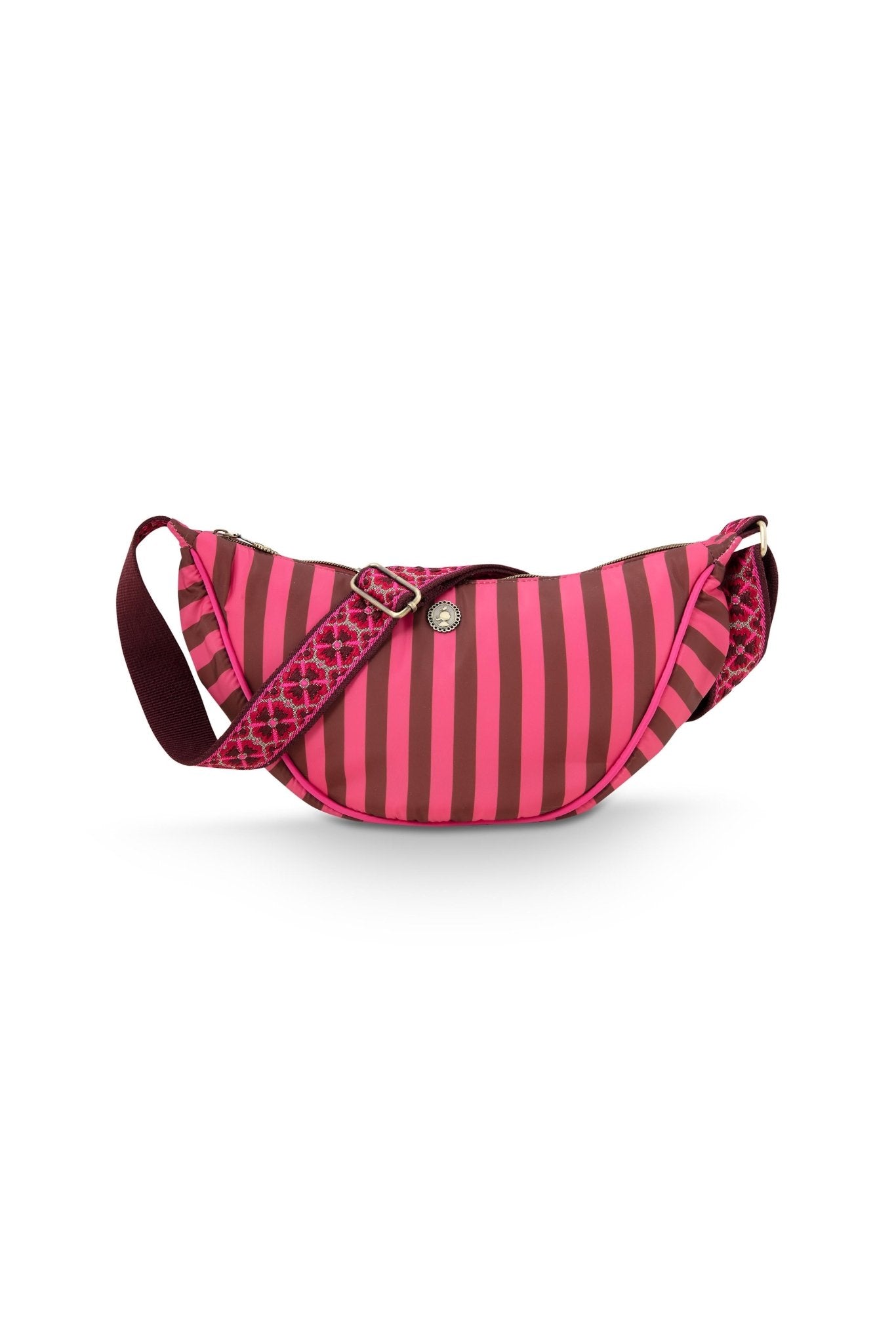 Geanta Freya Half Moon Cross Body Stripe roz - Eclair.md
