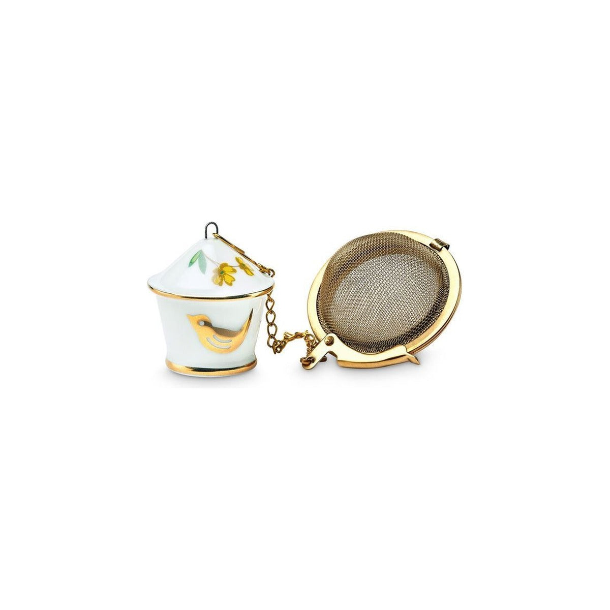 Pip Studio infuzor de ceai Birdhouse, alb cu auriu