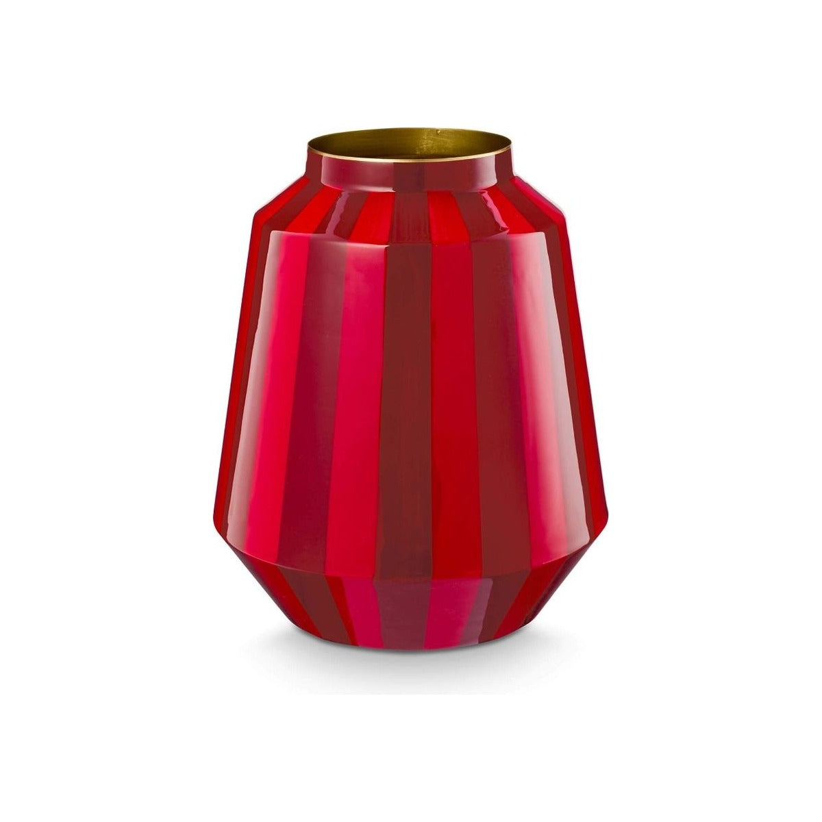 Pip Studio vază Stripes, roșu închis cu auriu