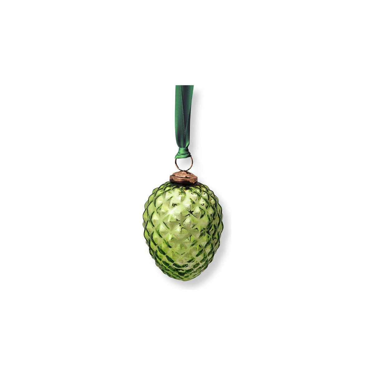 Christmas Cone Ornament, glass, light green