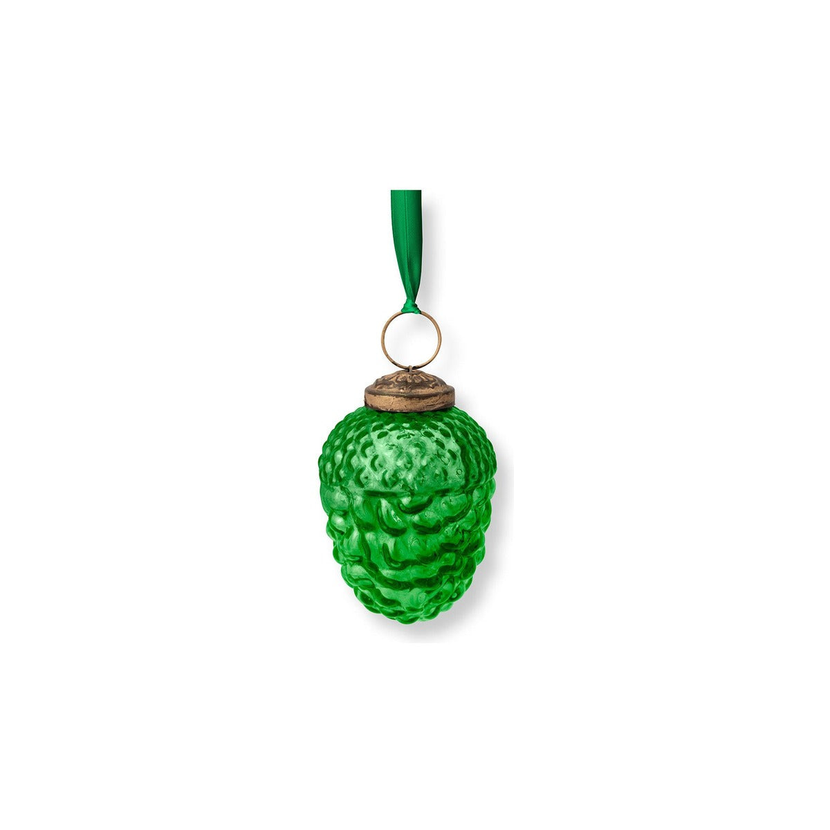 Christmas Pine Cone Ornament, glass, green