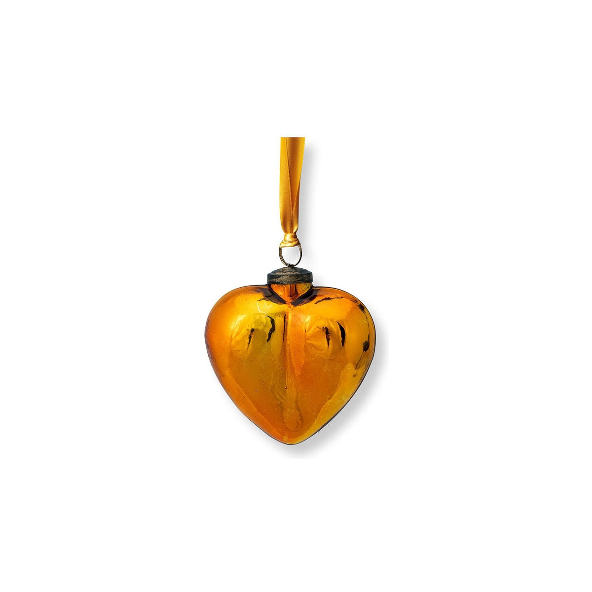Christmas Heart Ornament, glass, yellow