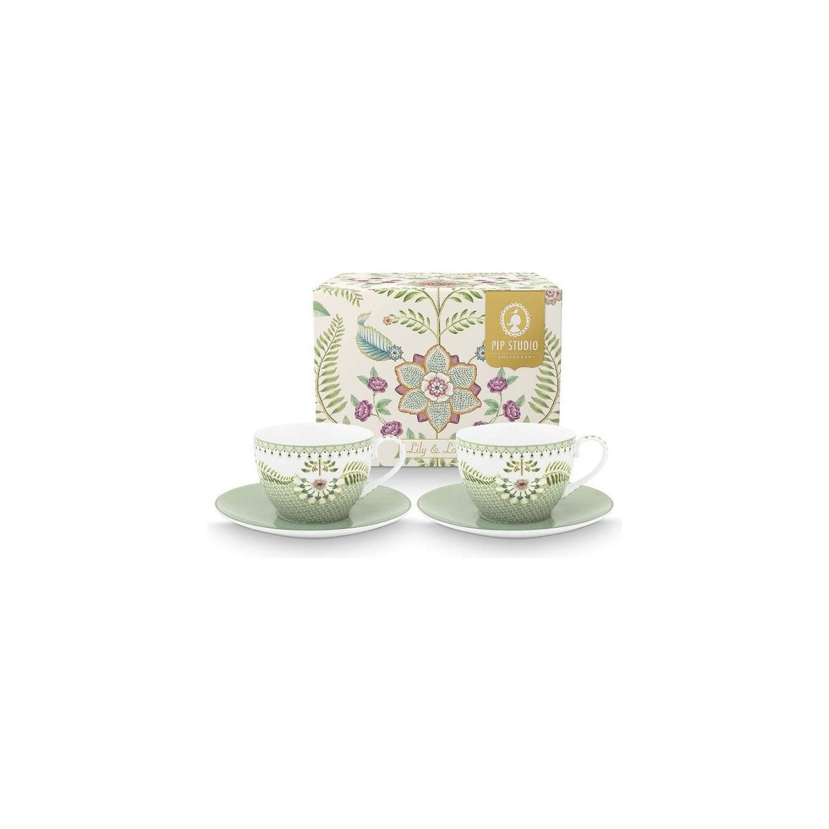 Set/2 Cups 280ml Lily & Lotus Light Green