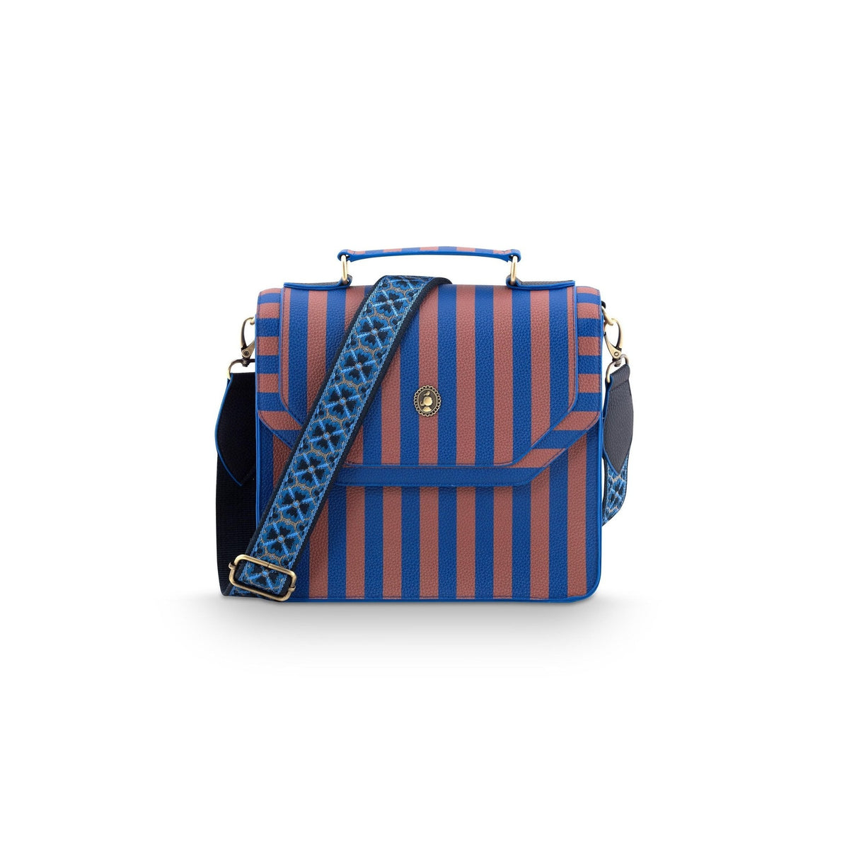 Frances Cross Body Bag Medium Stripe Blue