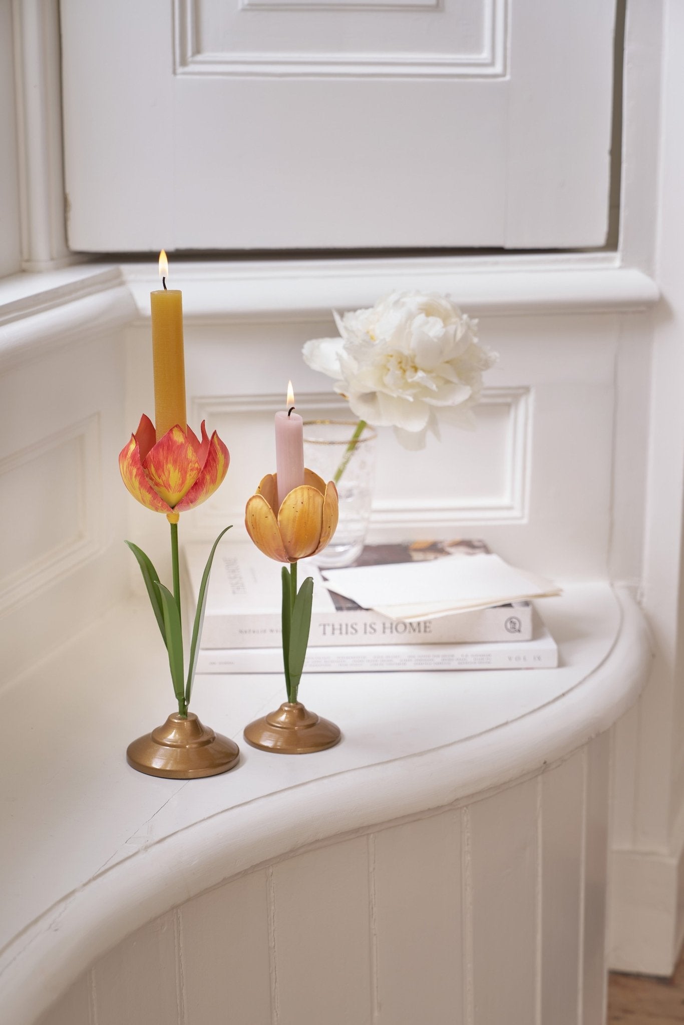 Set 2 suporturi lumanari Tulip galben - Eclair.md