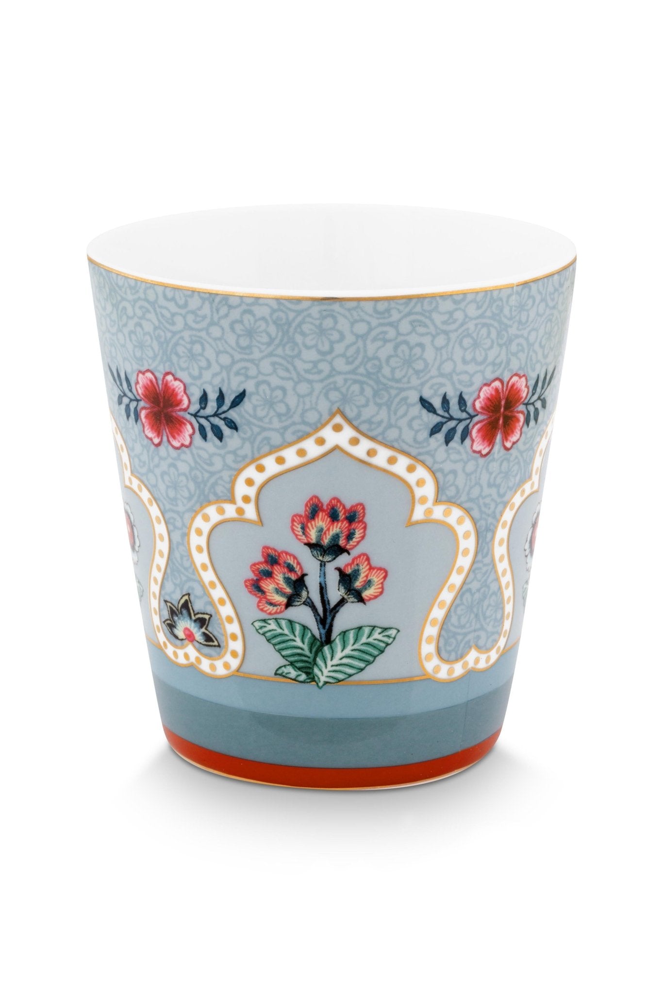 Set 4 cani fara maner 230ml Flower Festival albastru - Eclair.md