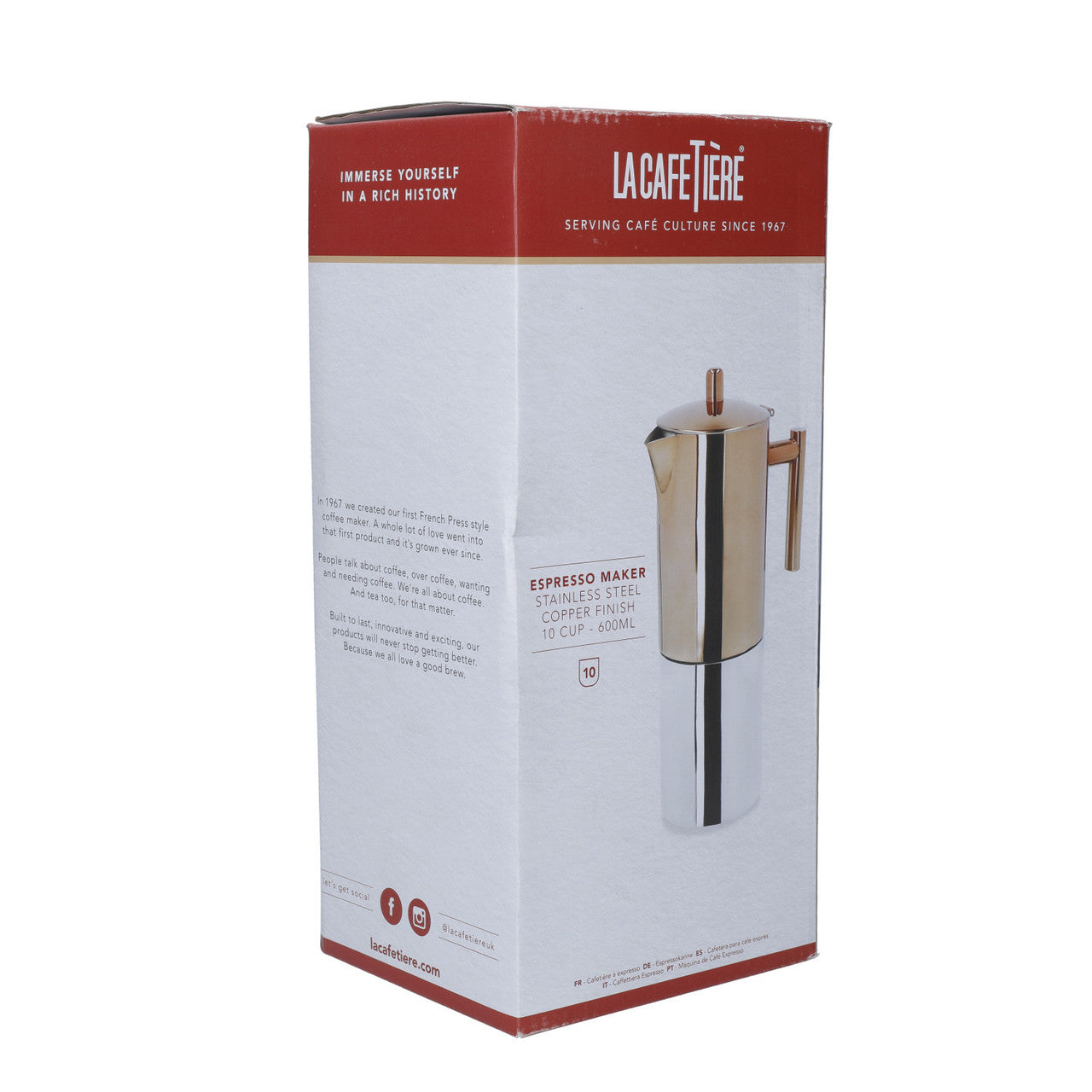 Cafetieră moka din oțel inoxidabil La Cafetière, finisaj cuprat, 600ml