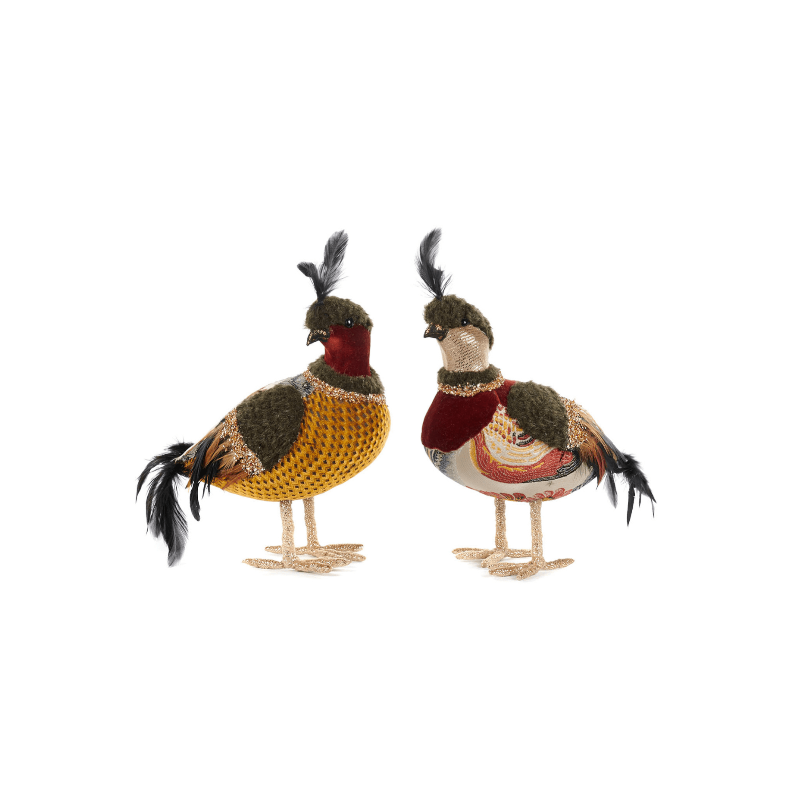 Set 2 decoratiuni Quail Birds Burgundy & Green - Eclair.md