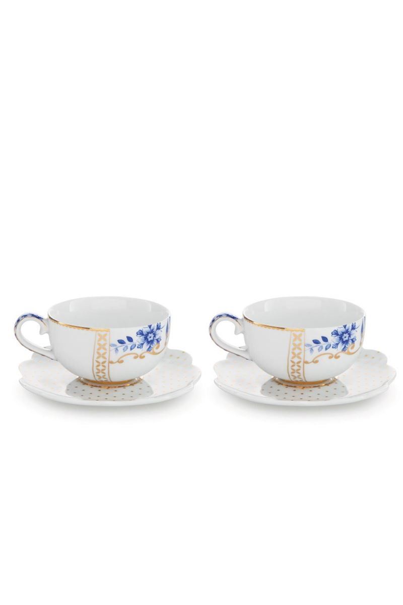 Set 2 cești de espresso cu farfurioare Royal White