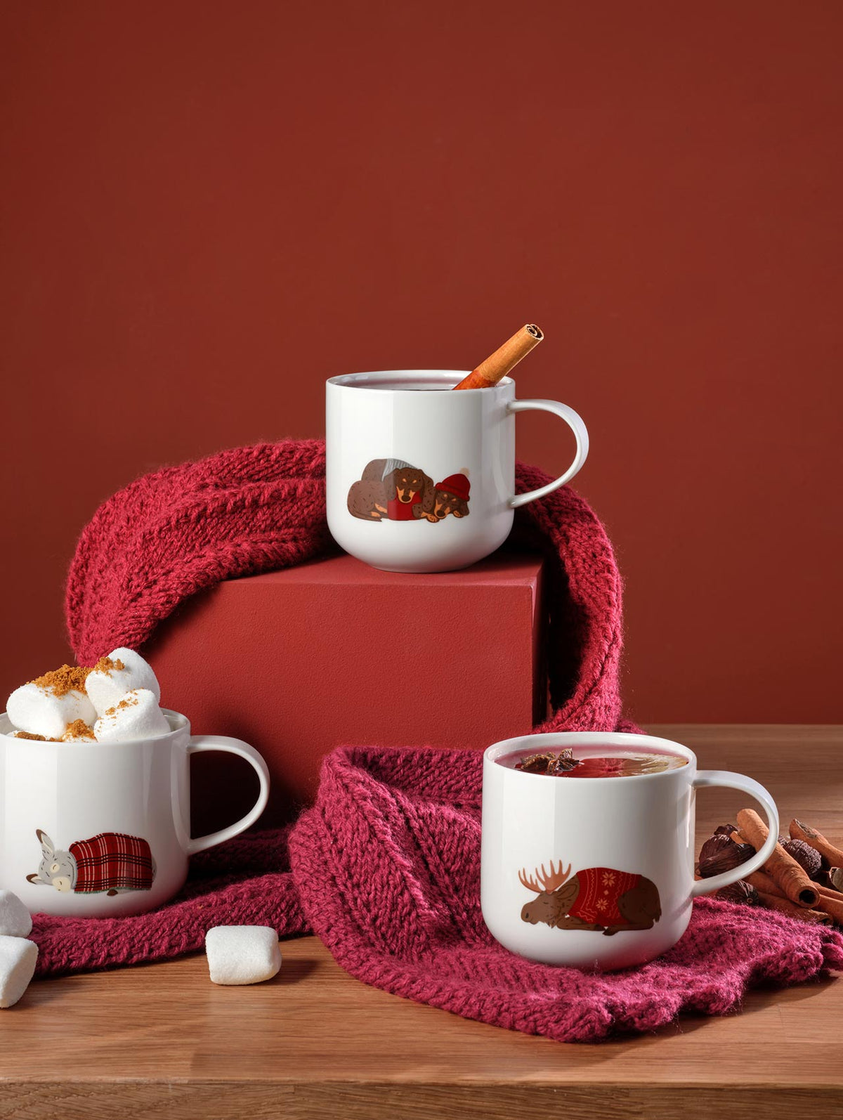 Cana din portelan 400ml Coppa Winter Animals, Dachshund