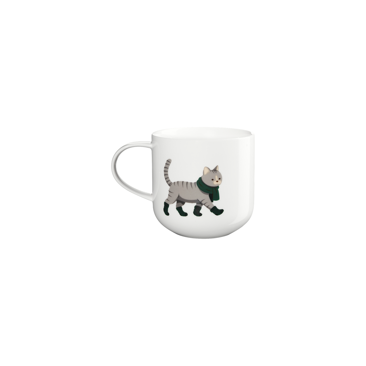 Porcelain Mug 400ml Coppa Winter Animals, Cat