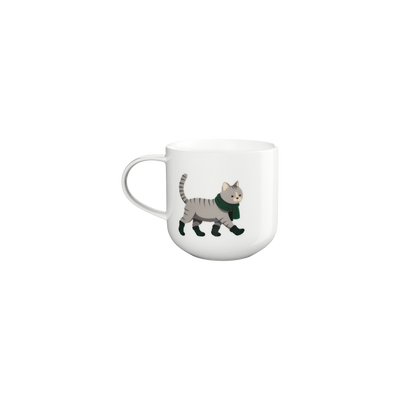 Porcelain Mug 400ml Coppa Winter Animals, Cat