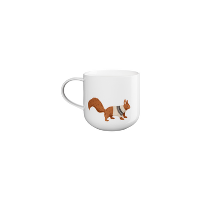 Porcelain Mug 400ml Coppa Winter Animals, Red Squirrel