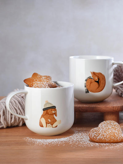 Porcelain Mug 400ml Coppa Winter Animals, Red Squirrel