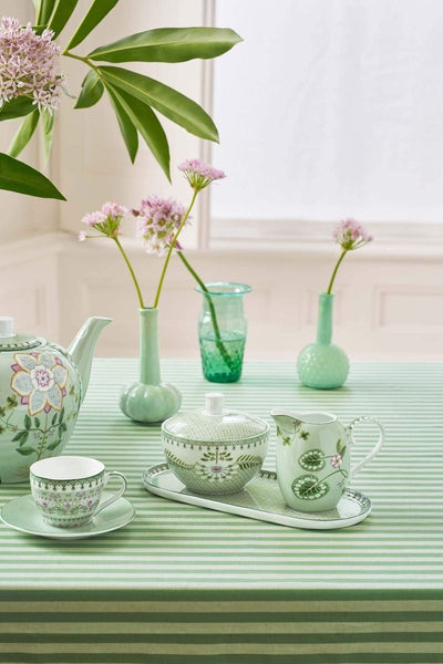 Zaharniță din porțelan cu capac Pip Studio Lily & Lotus Tiles, verde deschis