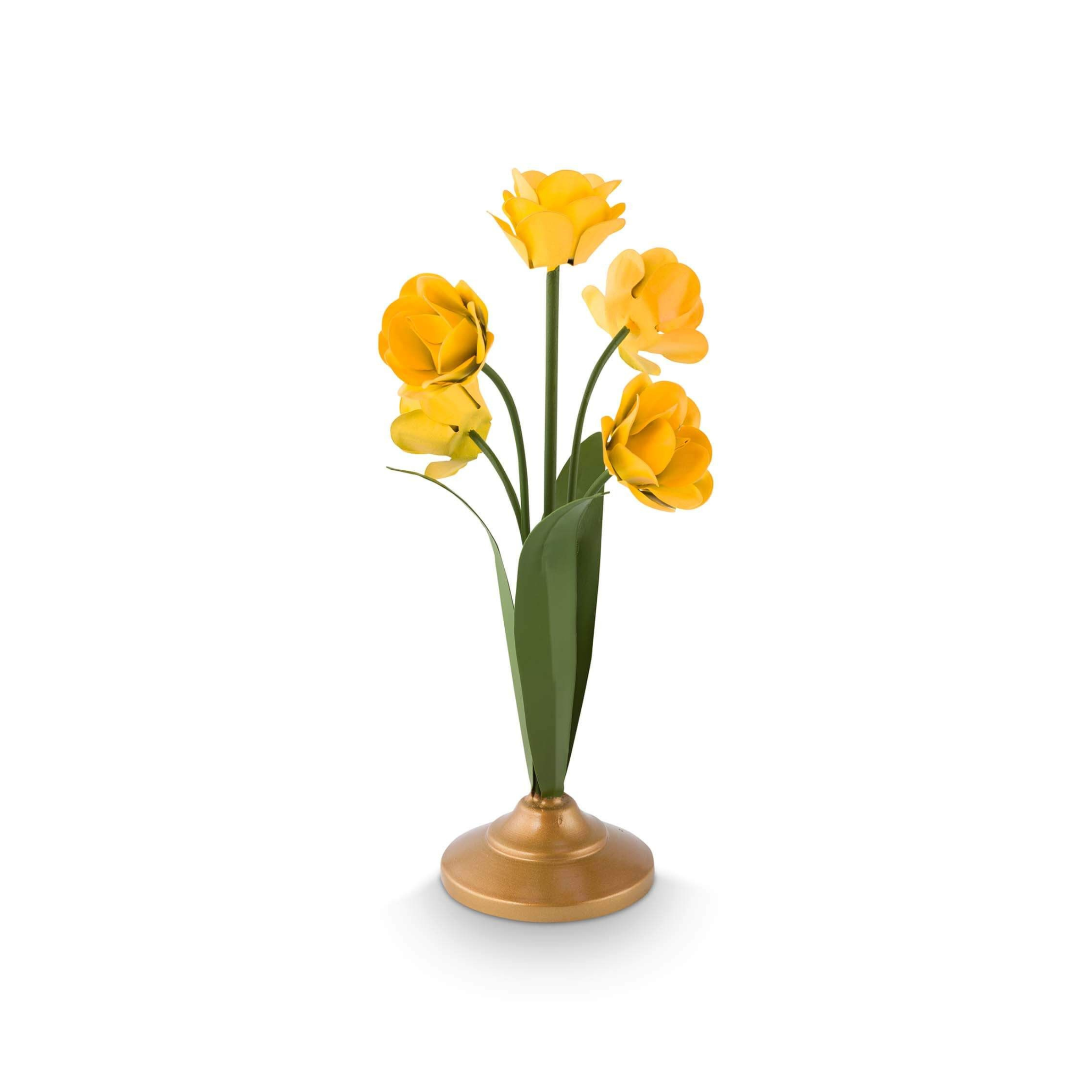 Suport din metal pentru lumânare Flower, galben, 27.5cm