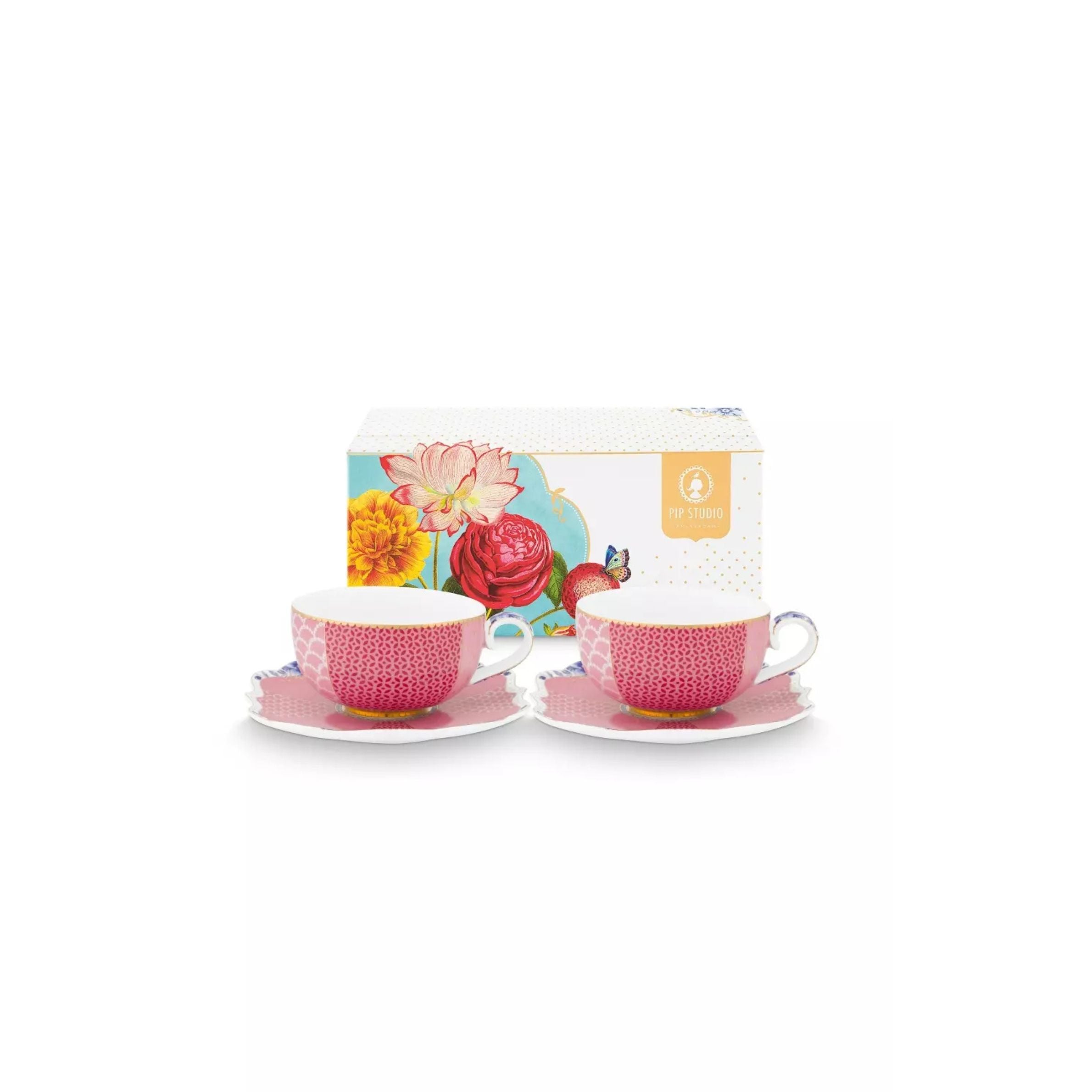 Set 2 cești de espresso cu farfurioare Royal Pink, 125ml