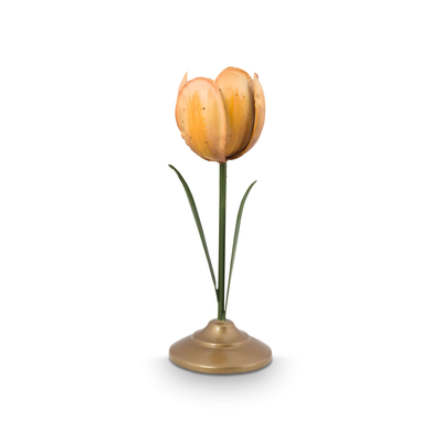 Suport din metal pentru lumânare Tulip, galben, 21cm