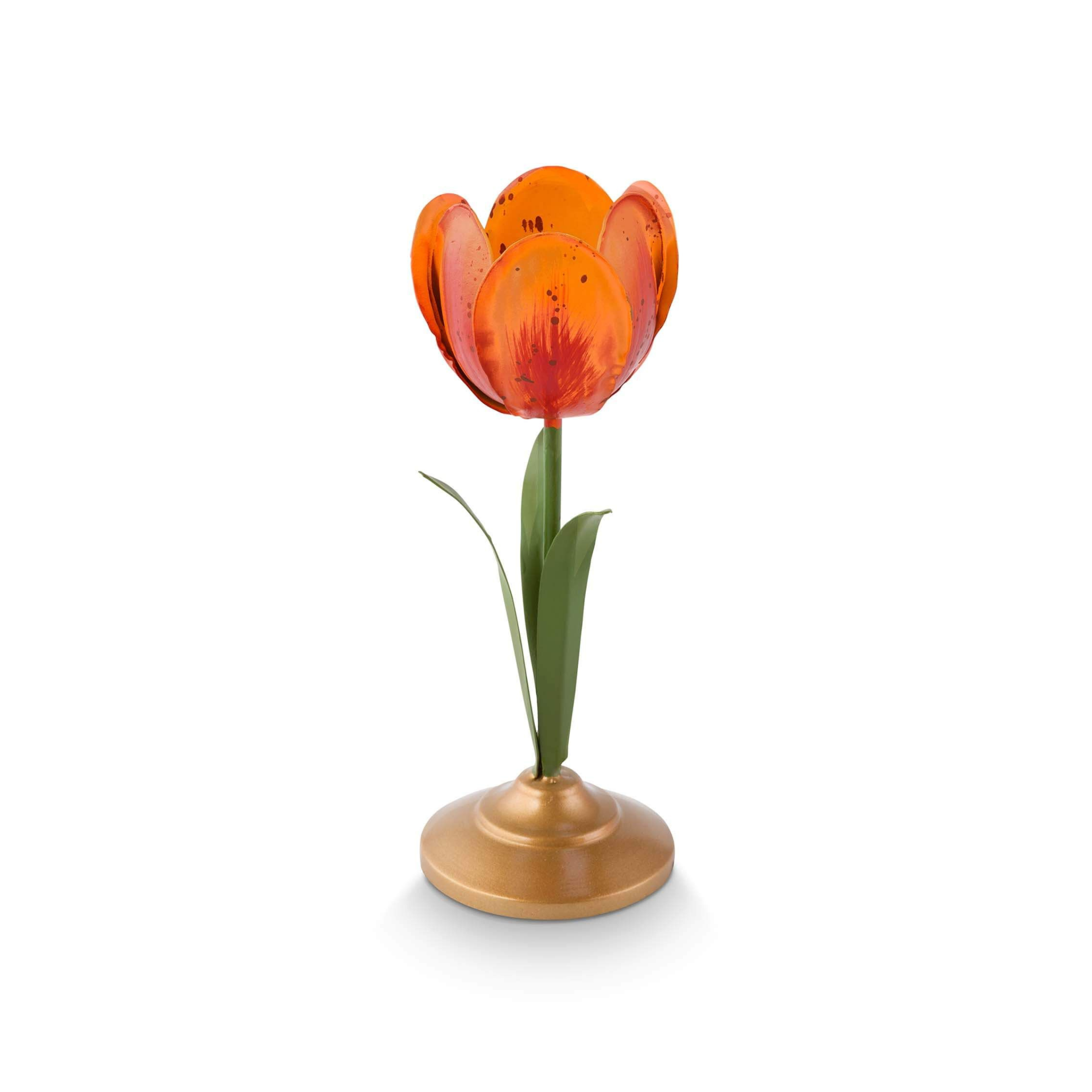 Suport din metal pentru lumânare Tulip, oranj, 21cm