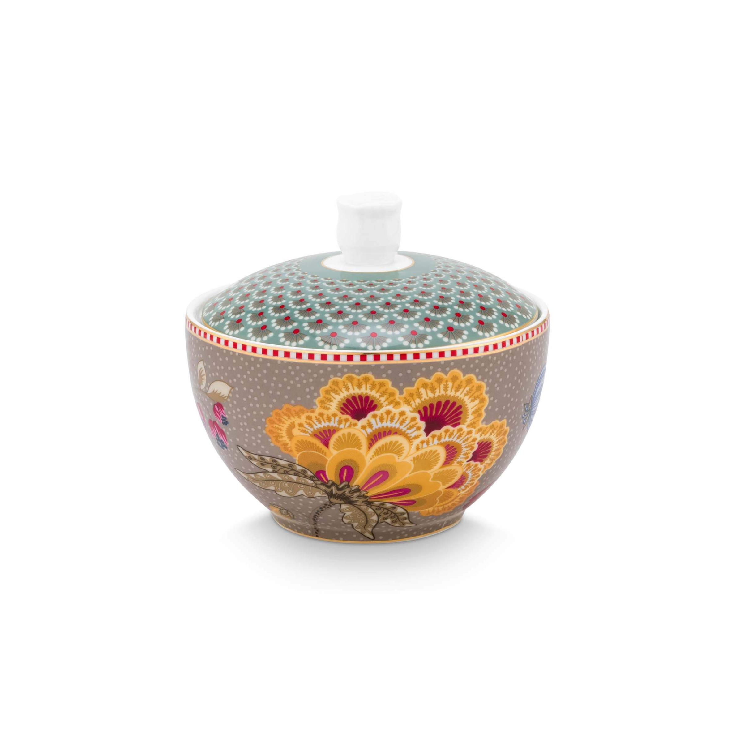 Zaharniță Blooming Tales, porțelan, kaki/albastru, 300ml