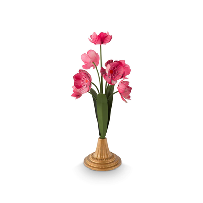 Floare decorativă metalică pe suport Pip Studio Deco Flower, roz, 36cm