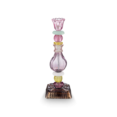 Suport din sticlă pentru lumânare Beads, liliachiu, 28cm