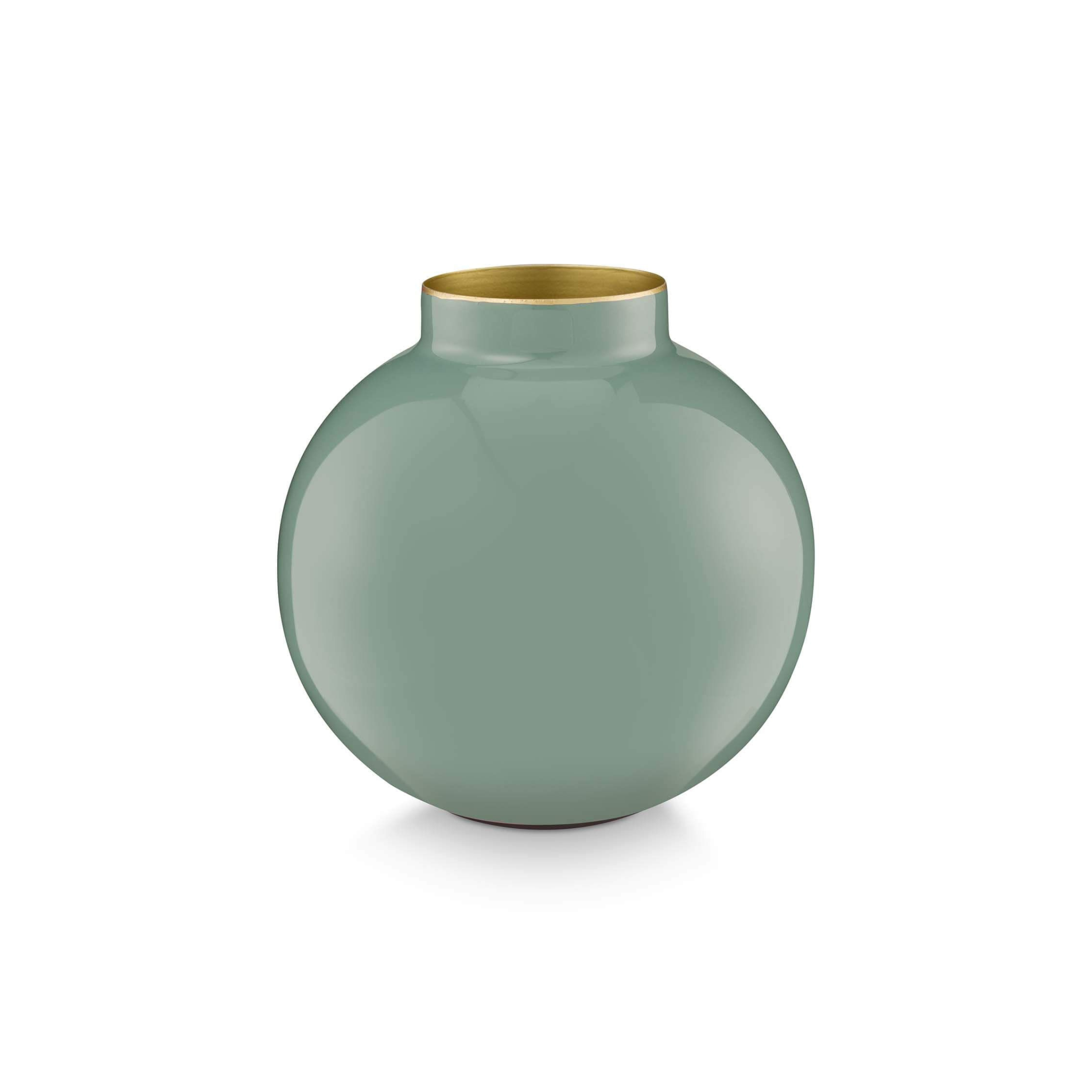 Vază metalică, verde, 17cm