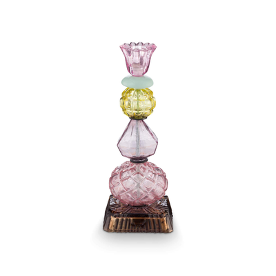 Suport din sticlă pentru lumânare Beads, liliachiu, 23.5cm