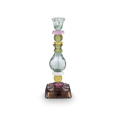 Green Glass Bead Candle Holder 28cm