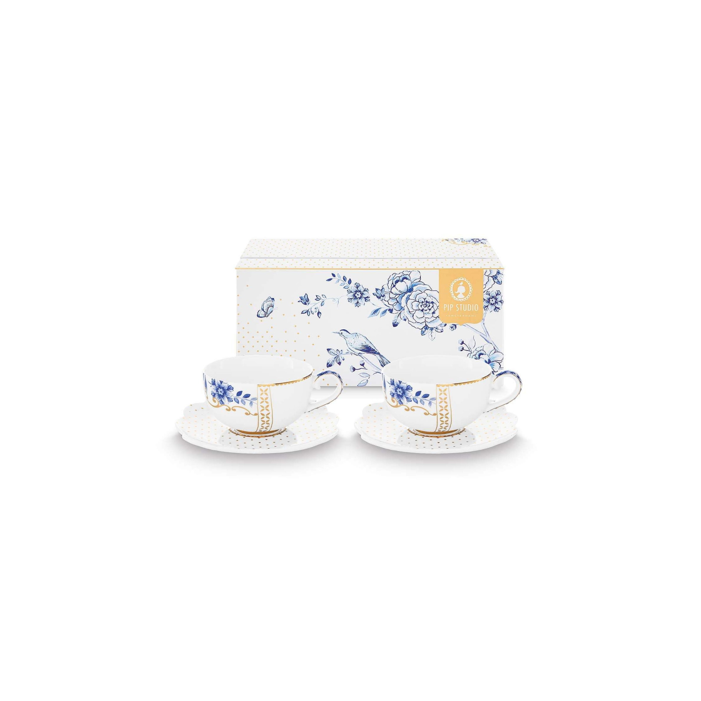 Set 2 cești de espresso cu farfurioare Royal White