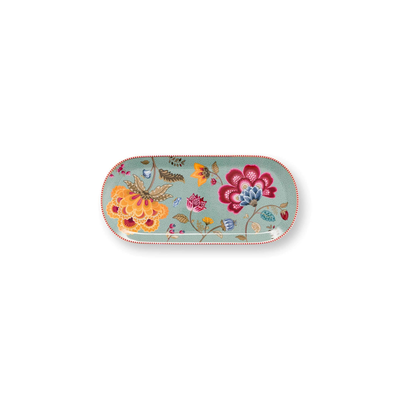 Platou pentru tort Blooming Tales, porțelan, albastru 33.3x15.5cm