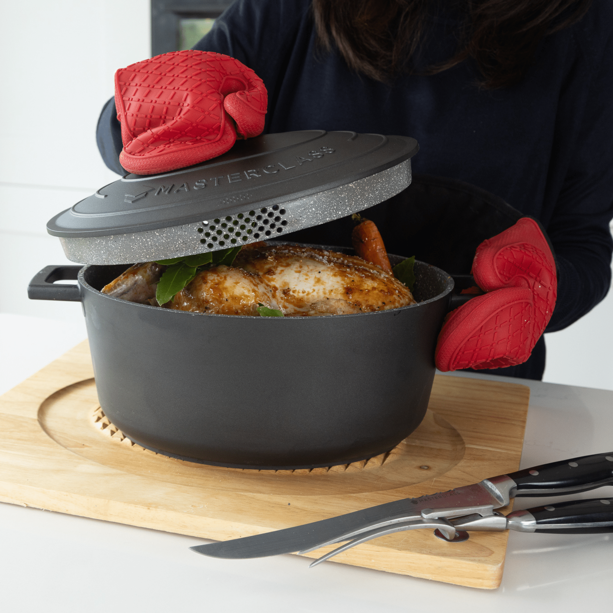 Castron oval 6L Cast Aluminium negru - Eclair.md