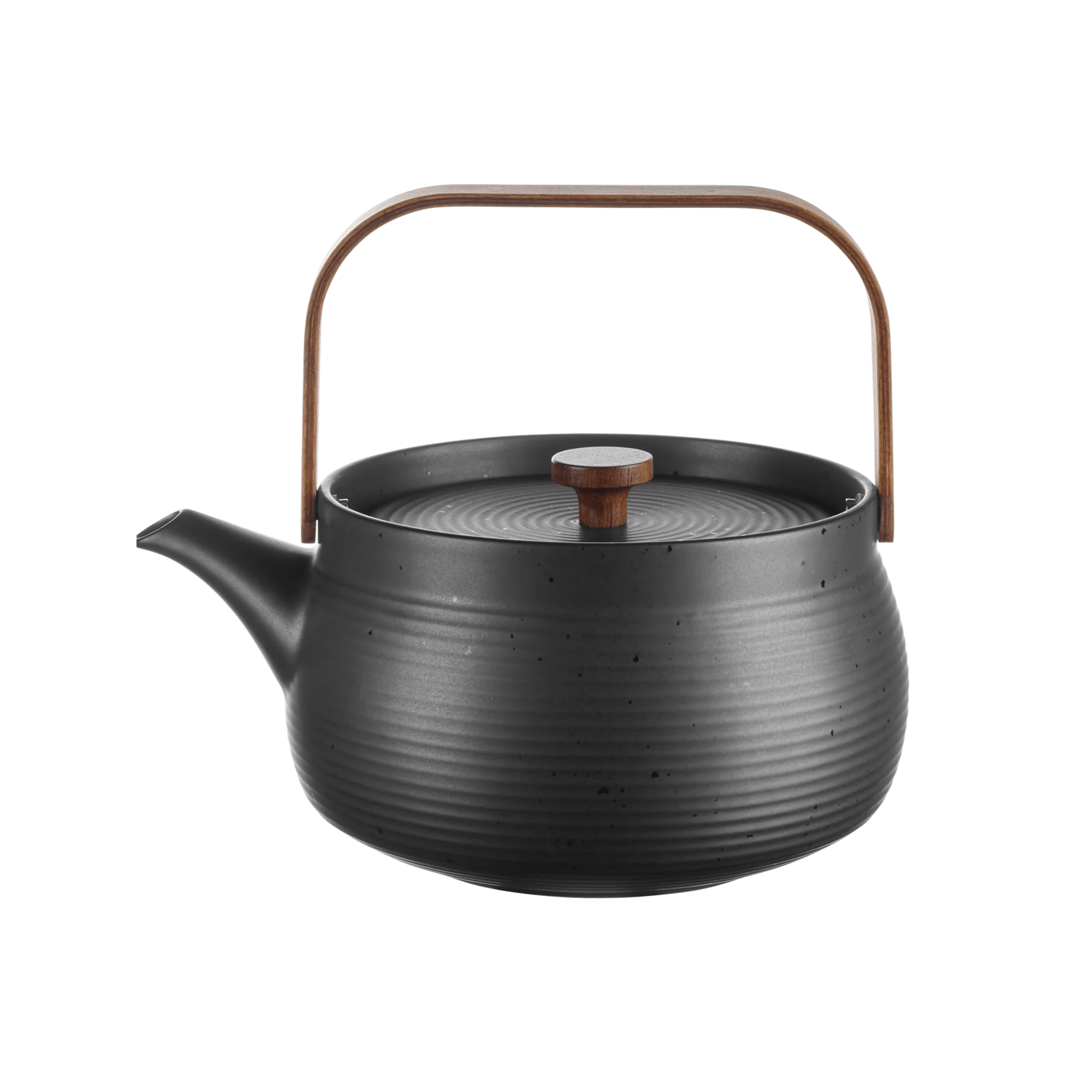 Ceainic 1.5L cu maner de lemn negru Japandi - Eclair.md