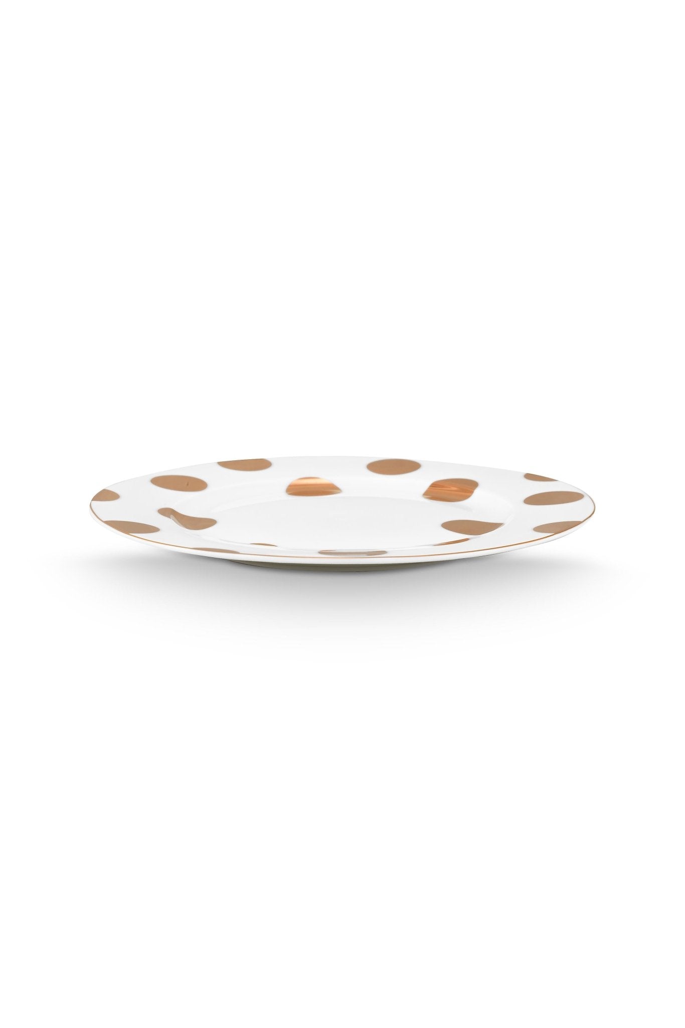 Farfurie 23cm Dot Delight alb - auriu - Eclair.md