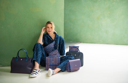 Geanta Frances Cross Body Stripe albastru - Eclair.md