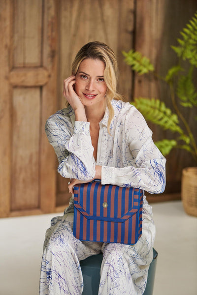 Geanta Frances Cross Body Stripe albastru - Eclair.md