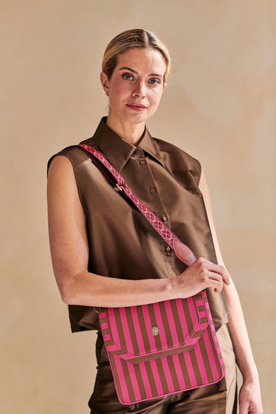 Geanta Frances Cross Body Stripe roz - Eclair.md