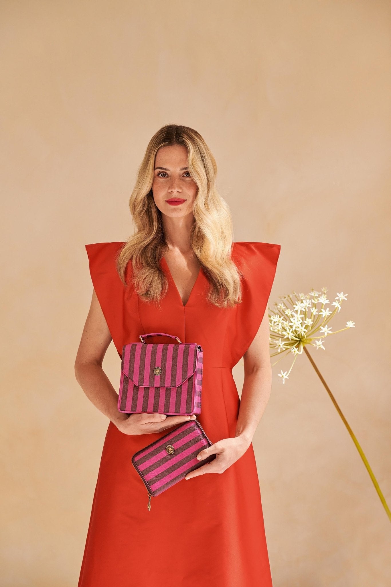 Geanta Frances Cross Body Stripe roz - Eclair.md