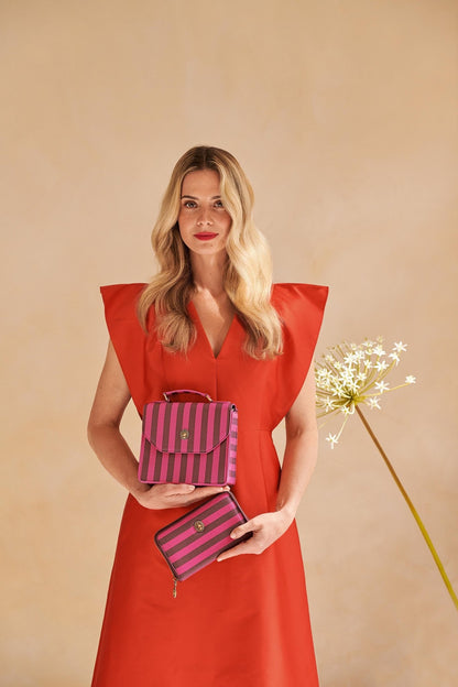 Geanta Frances Cross Body Stripe roz - Eclair.md