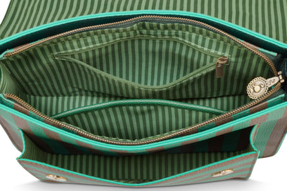 Geanta Frances Cross Body Stripe verde - Eclair.md