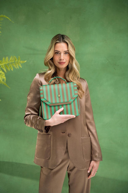 Geanta Frances Cross Body Stripe verde - Eclair.md