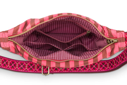 Geanta Freya Half Moon Cross Body Stripe roz - Eclair.md