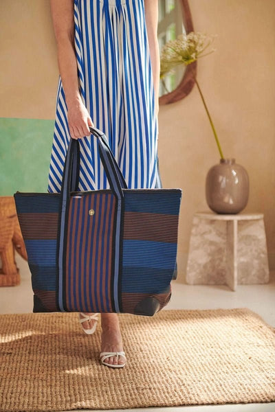 Geanta mare Tilda Stripe albastra - Eclair.md